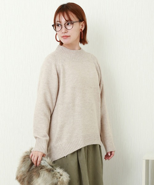 n'ee-ne(ネーネ)の「7G ブークレ スタンドネックニット(ニット/セーター・レディース・ベージュ/ブラウン/グレー・L/M)」の3枚目の写真