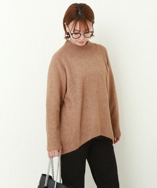 n'ee-ne(ネーネ)の「7G ブークレ スタンドネックニット(ニット/セーター・レディース・ベージュ/ブラウン/グレー・L/M)」の1枚目の写真