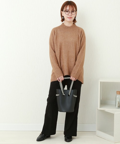 n'ee-ne(ネーネ)の「7G ブークレ スタンドネックニット(ニット/セーター・レディース・ベージュ/ブラウン/グレー・L/M)」の7枚目の写真