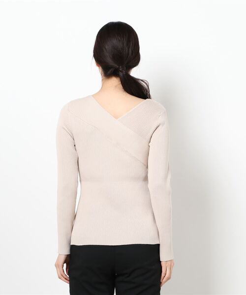 Cheek（チーク）の「カシュクールリブニット（ニット/セーター・レディース・キャメル/アイボリー/グレー・MEDIUM）」の5枚目の写真