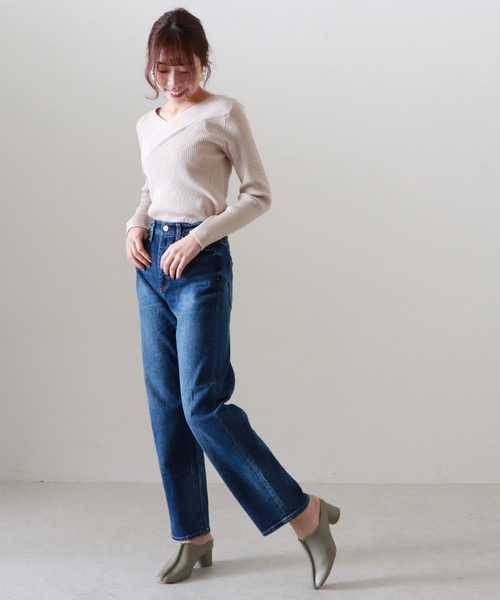 Cheek（チーク）の「カシュクールリブニット（ニット/セーター・レディース・キャメル/アイボリー/グレー・MEDIUM）」の8枚目の写真