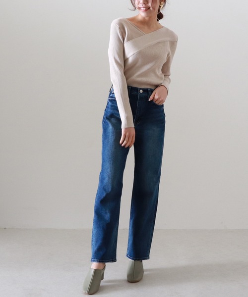 Cheek（チーク）の「カシュクールリブニット（ニット/セーター・レディース・キャメル/アイボリー/グレー・MEDIUM）」の9枚目の写真