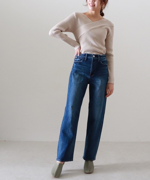 Cheek（チーク）の「カシュクールリブニット（ニット/セーター・レディース・キャメル/アイボリー/グレー・MEDIUM）」の7枚目の写真