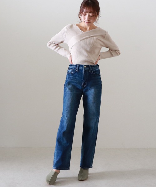 Cheek（チーク）の「カシュクールリブニット（ニット/セーター・レディース・キャメル/アイボリー/グレー・MEDIUM）」の10枚目の写真