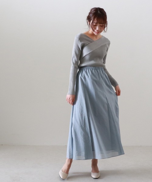 Cheek（チーク）の「カシュクールリブニット（ニット/セーター・レディース・キャメル/アイボリー/グレー・MEDIUM）」の17枚目の写真