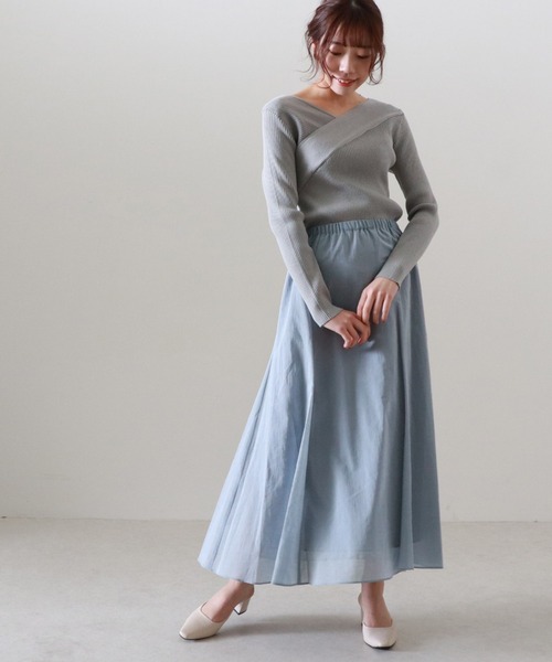 Cheek（チーク）の「カシュクールリブニット（ニット/セーター・レディース・キャメル/アイボリー/グレー・MEDIUM）」の19枚目の写真