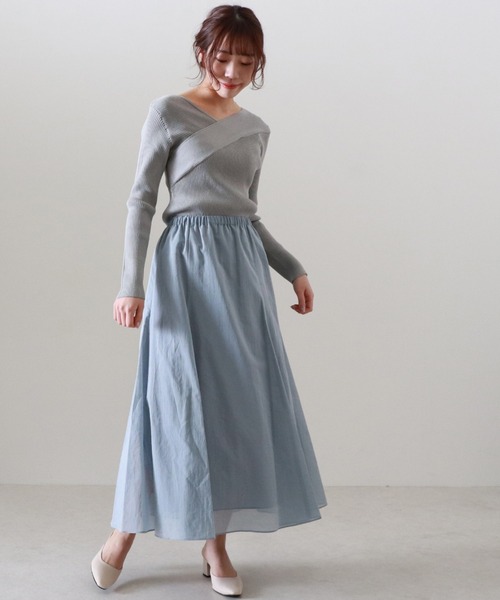 Cheek（チーク）の「カシュクールリブニット（ニット/セーター・レディース・キャメル/アイボリー/グレー・MEDIUM）」の20枚目の写真