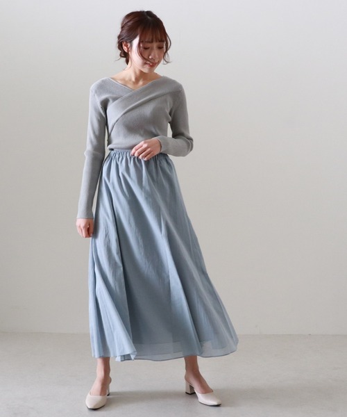 Cheek（チーク）の「カシュクールリブニット（ニット/セーター・レディース・キャメル/アイボリー/グレー・MEDIUM）」の22枚目の写真