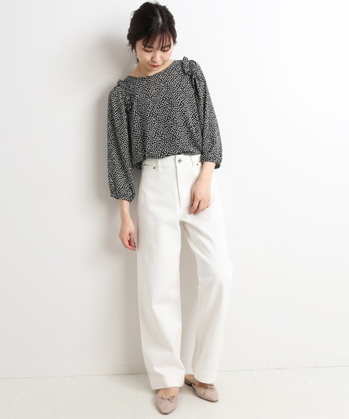 IENA フラワープリントブラウス IENA LA BOUCLE フラワープリントタック襟ブラウス