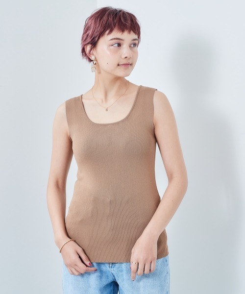cepo(セポ)の「スクエアネック ニットタンク(タンクトップ・レディース・ライム/オフホワイト/ブラック/ミント/ベージュ・M)」の4枚目の写真