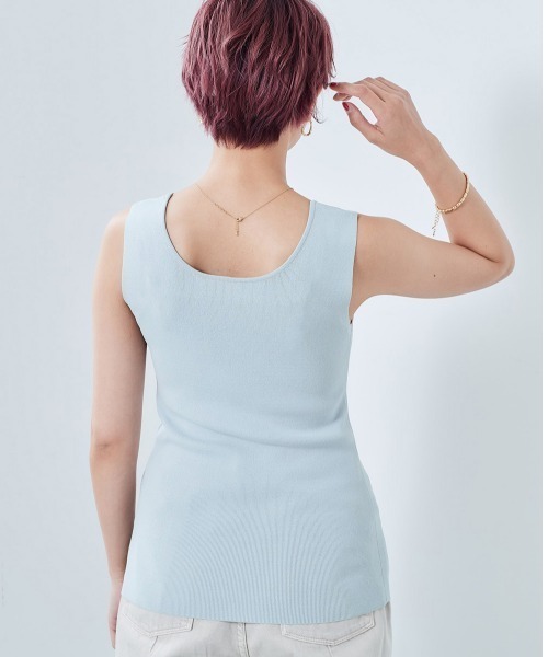 cepo(セポ)の「スクエアネック ニットタンク(タンクトップ・レディース・ライム/オフホワイト/ブラック/ミント/ベージュ・M)」の8枚目の写真