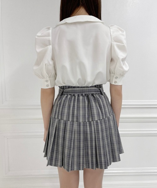 ANDGEEBEE（アンジービー）の「フロントボタンパワショルシャツ（シャツ/ブラウス・レディース・ホワイト/ライトブルー・MEDIUM）」の8枚目の写真