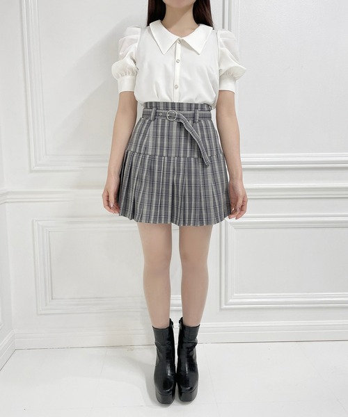 ANDGEEBEE（アンジービー）の「フロントボタンパワショルシャツ（シャツ/ブラウス・レディース・ホワイト/ライトブルー・MEDIUM）」の12枚目の写真