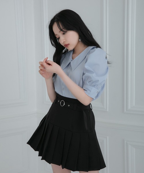 ANDGEEBEE（アンジービー）の「フロントボタンパワショルシャツ（シャツ/ブラウス・レディース・ホワイト/ライトブルー・MEDIUM）」の11枚目の写真