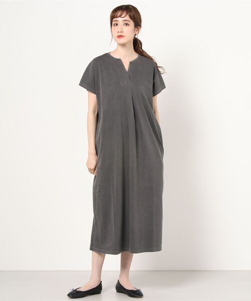 MANASTASH（マナスタッシュ）の「MANASTASH/マナスタッシュ　W-s PIGMENT SKIPPER DRESS（ワンピース・レディース・ライトブルー/サンドベージュ/ブラック・MEDIUM）」の2枚目の写真