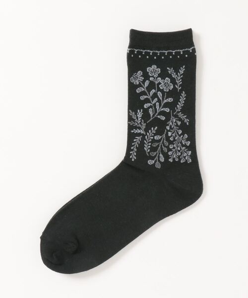 Samansa Mos2（サマンサ モスモス）の「花柄ソックス（ソックス/靴下・レディース・ベージュ/モカ/ネイビー・ﾌﾘ-）」の3枚目の写真