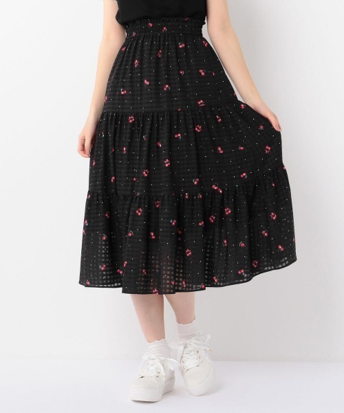 LODISPOTTO（ロディスポット）の「ギンガムチェリーティアードスカート（スカート・レディース・ホワイト/ブラック・MEDIUM）」の2枚目の写真
