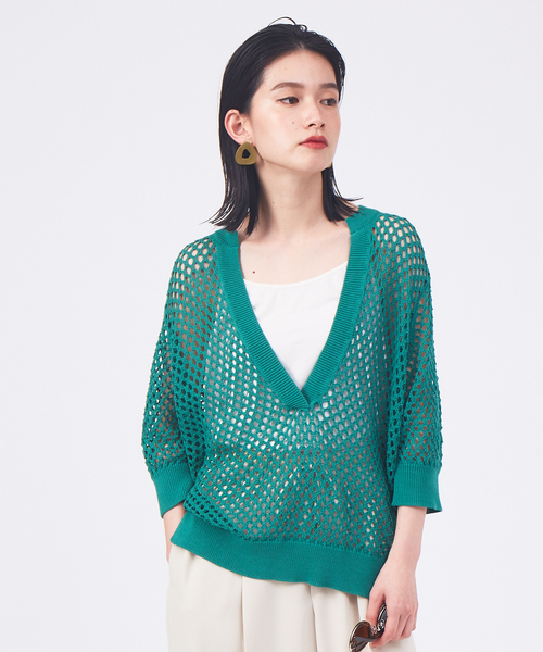 qualite(カリテ)の「アイレットニットプルオーバー(ニット/セーター・レディース・グリーン/ダークネイビー・フリー)」の16枚目の写真