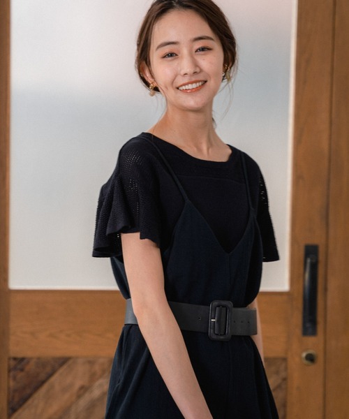 Andemiu(アンデミュウ)の「【顔診断CURVE】ソデフリルニット937949(ニット/セーター・レディース・ブラック/オフホワイト/ライトグリーン/ラベンダー・FREE)」の1枚目の写真