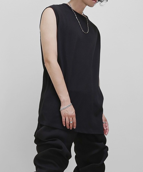 ルーズシルエット レイヤード ロングタンクトップ トップス タンクトップ Tシャツ カットソー Minsobi ミンソビ のファッション インナー インナー レイヤード