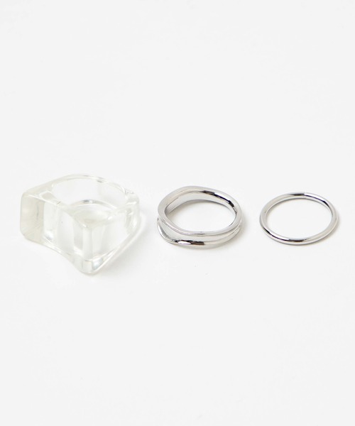 WEGO(ウィゴー)の「WEGO/【3点セット】スクエアアクリルリング(リング・レディース・ベージュ/ブラウン/その他1・FREE)」の3枚目の写真