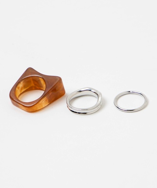 WEGO(ウィゴー)の「WEGO/【3点セット】スクエアアクリルリング(リング・レディース・ベージュ/ブラウン/その他1・FREE)」の9枚目の写真