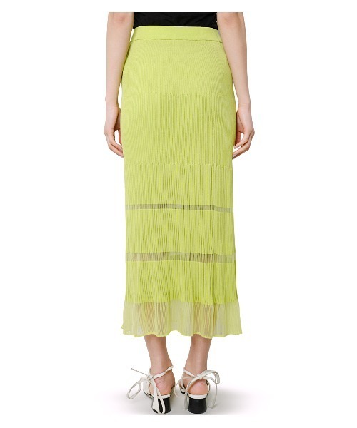 LE CIEL BLEU  シースルースカート グリーン 36 LE CIEL BLEU（ルシェルブルー）の「Transparent Long Knit Skirt
