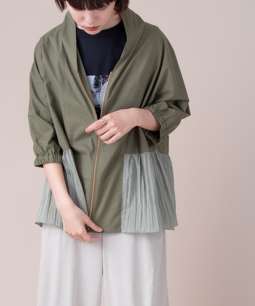 La SRIC(ラスリック)の「La SRIC / 裾プリーツZIPパーカ(シャツ/ブラウス・レディース・カーキ/キャメル/ブラック/ベージュ・38)」の9枚目の写真