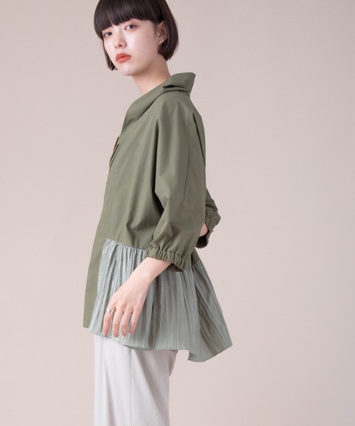 La SRIC(ラスリック)の「La SRIC / 裾プリーツZIPパーカ(シャツ/ブラウス・レディース・カーキ/キャメル/ブラック/ベージュ・38)」の10枚目の写真
