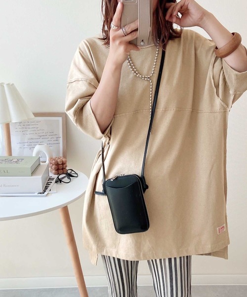 Java（ジャバ）の「《JaVaジャバ コラボ》ゆるっとカジュアル。綿100％切替えビッグシルエットTee（Tシャツ/カットソー・レディース・ホワイト/ライトグレー/ブラック/ライトカーキ・MEDIUM/LARGE/X-LARGE/SMALL）」の4枚目の写真