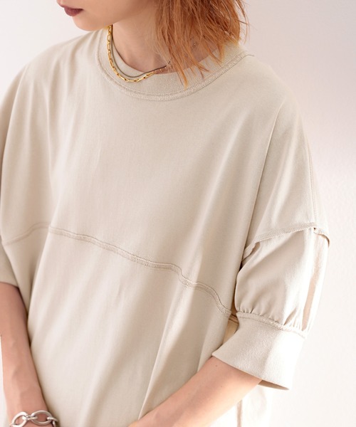 Java（ジャバ）の「《JaVaジャバ コラボ》ゆるっとカジュアル。綿100％切替えビッグシルエットTee（Tシャツ/カットソー・レディース・ホワイト/ライトグレー/ブラック/ライトカーキ・MEDIUM/LARGE/X-LARGE/SMALL）」の22枚目の写真