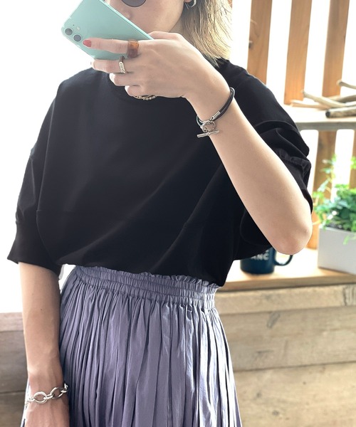 Java（ジャバ）の「《JaVaジャバ コラボ》ゆるっとカジュアル。綿100％切替えビッグシルエットTee（Tシャツ/カットソー・レディース・ホワイト/ライトグレー/ブラック/ライトカーキ・MEDIUM/LARGE/X-LARGE/SMALL）」の8枚目の写真