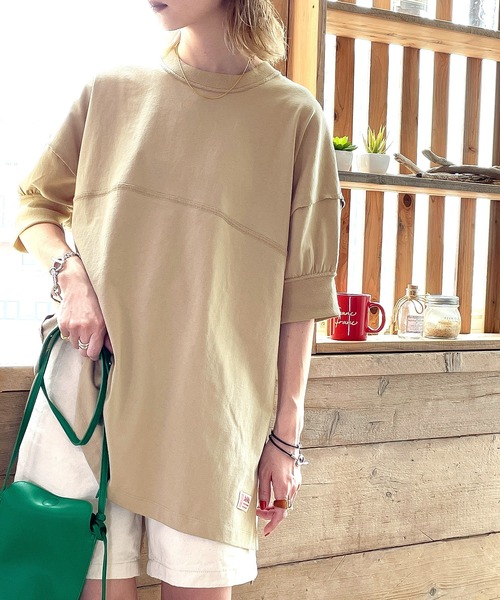 Java（ジャバ）の「《JaVaジャバ コラボ》ゆるっとカジュアル。綿100％切替えビッグシルエットTee（Tシャツ/カットソー・レディース・ホワイト/ライトグレー/ブラック/ライトカーキ・MEDIUM/LARGE/X-LARGE/SMALL）」の9枚目の写真