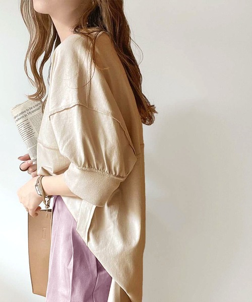 Java（ジャバ）の「《JaVaジャバ コラボ》ゆるっとカジュアル。綿100％切替えビッグシルエットTee（Tシャツ/カットソー・レディース・ホワイト/ライトグレー/ブラック/ライトカーキ・MEDIUM/LARGE/X-LARGE/SMALL）」の17枚目の写真