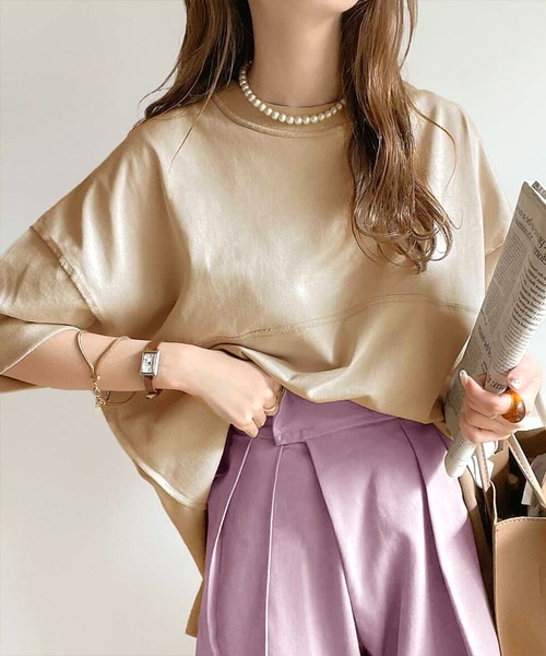 Java（ジャバ）の「《JaVaジャバ コラボ》ゆるっとカジュアル。綿100％切替えビッグシルエットTee（Tシャツ/カットソー・レディース・ホワイト/ライトグレー/ブラック/ライトカーキ・MEDIUM/LARGE/X-LARGE/SMALL）」の15枚目の写真