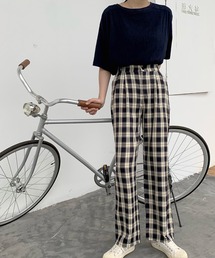 junoah | チェック柄タックワイドパンツ(その他パンツ)