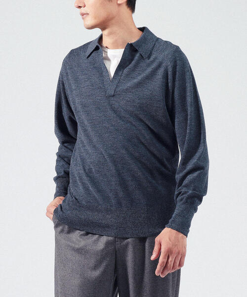 TOMORROWLAND （トゥモローランド）の「ウールメジット スキッパー（ニット/セーター・メンズ・カーキ/オレンジ/ダークブルー・S/M）」の14枚目の写真