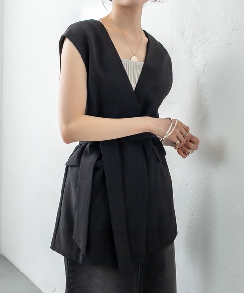 mystic（ミスティック）の「ベルト付ジレ（ベスト・レディース・アイボリー/ブラック/ブルー・FREE）」の17枚目の写真