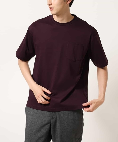 a.v.v（アーヴェヴェ）の「【接触冷感/UVカット/抗菌防臭】シルケットスムースワイドシルエットカットソー（Tシャツ/カットソー・メンズ・ホワイト/ボルドー/カーキ/グリーン/チャコールグレー・44/46/50/48）」の5枚目の写真