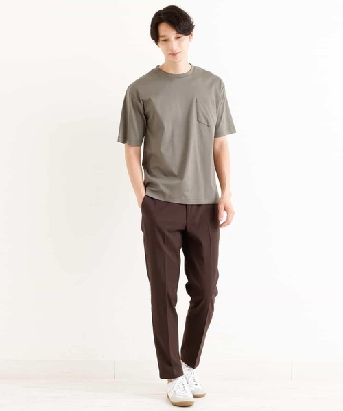 a.v.v（アーヴェヴェ）の「【接触冷感/UVカット/抗菌防臭】シルケットスムースワイドシルエットカットソー（Tシャツ/カットソー・メンズ・ホワイト/ボルドー/カーキ/グリーン/チャコールグレー・44/46/50/48）」の15枚目の写真