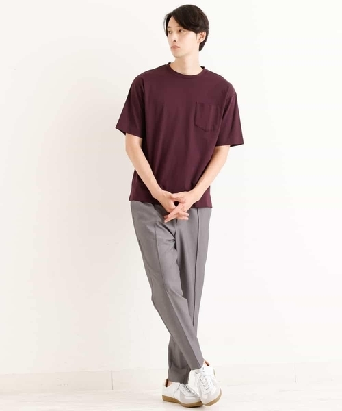 a.v.v（アーヴェヴェ）の「【接触冷感/UVカット/抗菌防臭】シルケットスムースワイドシルエットカットソー（Tシャツ/カットソー・メンズ・ホワイト/ボルドー/カーキ/グリーン/チャコールグレー・44/46/50/48）」の18枚目の写真