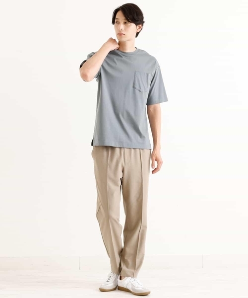 a.v.v（アーヴェヴェ）の「【接触冷感/UVカット/抗菌防臭】シルケットスムースワイドシルエットカットソー（Tシャツ/カットソー・メンズ・ホワイト/ボルドー/カーキ/グリーン/チャコールグレー・44/46/50/48）」の21枚目の写真