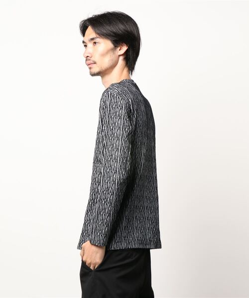 HIDEAWAYS NICOLE（ハイダウェイニコル）の「ブリスタージャカードウェイビーストライプ（Tシャツ/カットソー・メンズ・ホワイト×ブラック/ブラック×ホワイト/ボルドー・MEDIUM/X-LARGE/LARGE）」の5枚目の写真