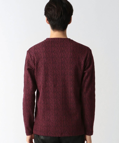 HIDEAWAYS NICOLE（ハイダウェイニコル）の「ブリスタージャカードウェイビーストライプ（Tシャツ/カットソー・メンズ・ホワイト×ブラック/ブラック×ホワイト/ボルドー・MEDIUM/X-LARGE/LARGE）」の13枚目の写真