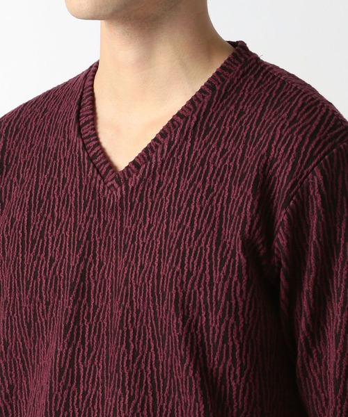 HIDEAWAYS NICOLE（ハイダウェイニコル）の「ブリスタージャカードウェイビーストライプ（Tシャツ/カットソー・メンズ・ホワイト×ブラック/ブラック×ホワイト/ボルドー・MEDIUM/X-LARGE/LARGE）」の11枚目の写真