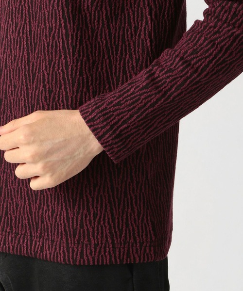 HIDEAWAYS NICOLE（ハイダウェイニコル）の「ブリスタージャカードウェイビーストライプ（Tシャツ/カットソー・メンズ・ホワイト×ブラック/ブラック×ホワイト/ボルドー・MEDIUM/X-LARGE/LARGE）」の10枚目の写真