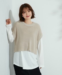 Purple&Yellow | ニットベスト＆Tシャツセット(ニット/セーター)