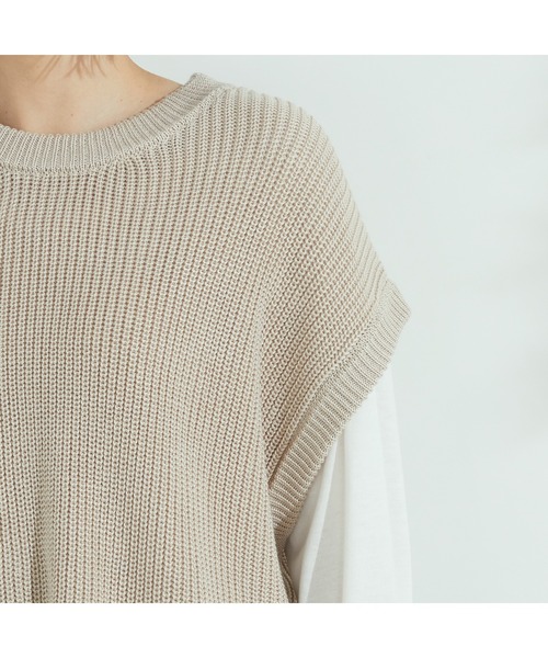 Purple&Yellow（パープルアンドイエロー）の「ニットベスト＆Tシャツセット（ニット/セーター・レディース・グレイッシュベージュ/キナリ・FREE）」の15枚目の写真