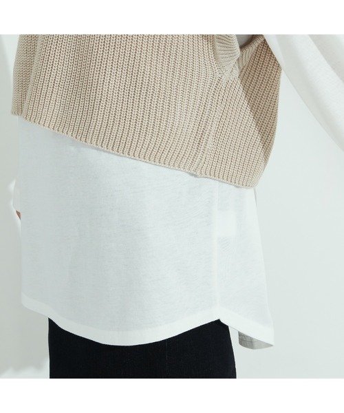 Purple&Yellow（パープルアンドイエロー）の「ニットベスト＆Tシャツセット（ニット/セーター・レディース・グレイッシュベージュ/キナリ・FREE）」の9枚目の写真