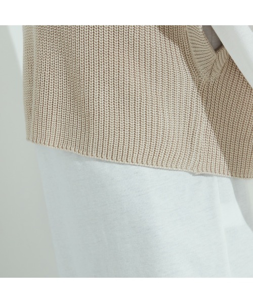 Purple&Yellow（パープルアンドイエロー）の「ニットベスト＆Tシャツセット（ニット/セーター・レディース・グレイッシュベージュ/キナリ・FREE）」の13枚目の写真